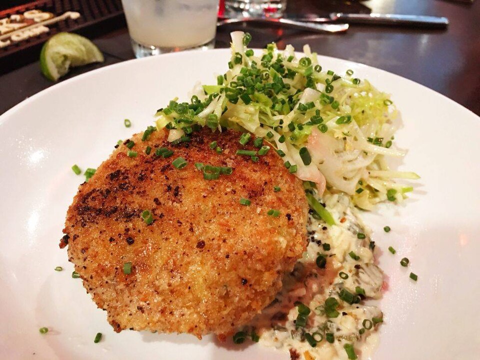 Sample photo: Dungeness crab cake at Oso - Sarah Stierch
