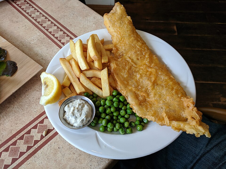 Sample photo: Fish and chips plate with peas